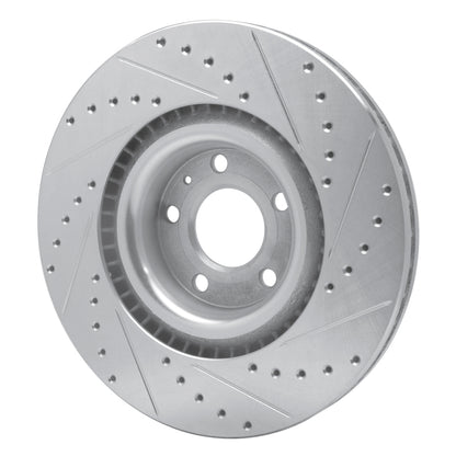 R1 Concepts R1 04-09 Audi S4 Front Left Drilled & Slotted Silver Brake Rotor
