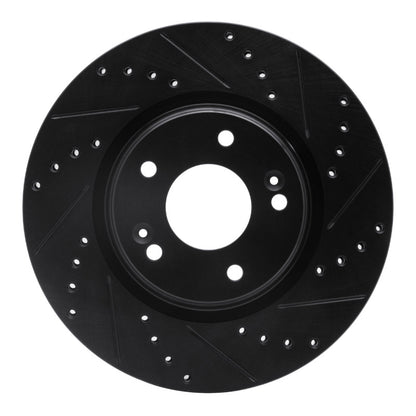R1 Concepts R1 15-25 Hyundai Kona Front Right Drilled & Slotted Black Brake Rotor