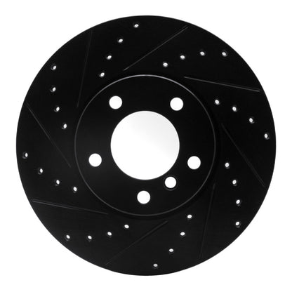 R1 Concepts R1 07-21 BMW 430I xDrive Front Left Drilled & Slotted Black Brake Rotor