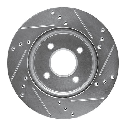 R1 Concepts R1 11-25 Nissan Versa Front Left Drilled & Slotted Silver Brake Rotor
