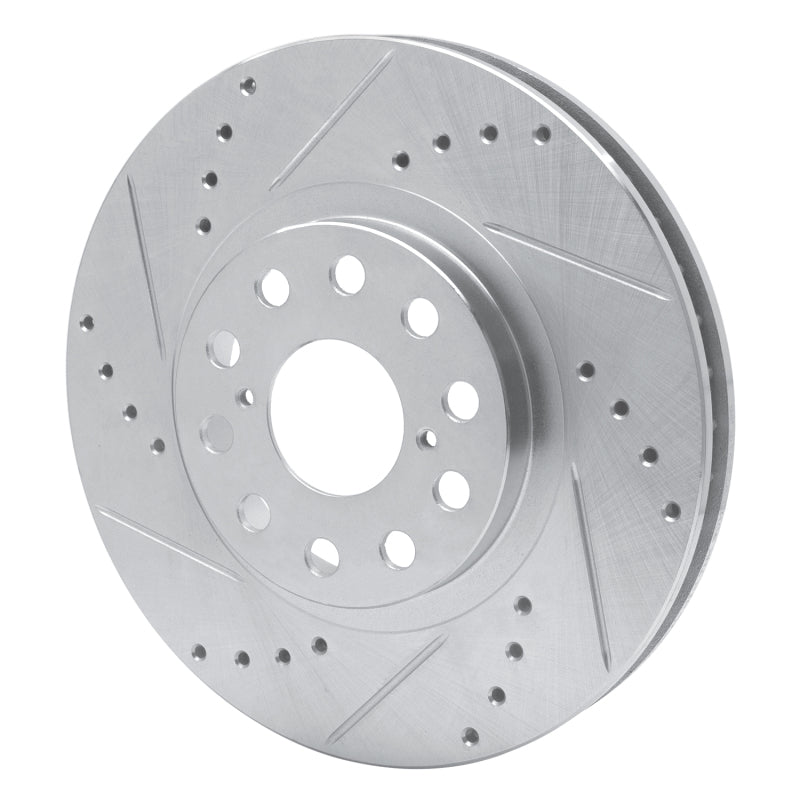 R1 Concepts R1 93-98 Toyota Supra Front Left Drilled & Slotted Silver Brake Rotor