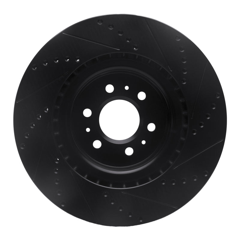 R1 Concepts R1 04-11 Cadillac STS Front Left Drilled & Slotted Black Brake Rotor