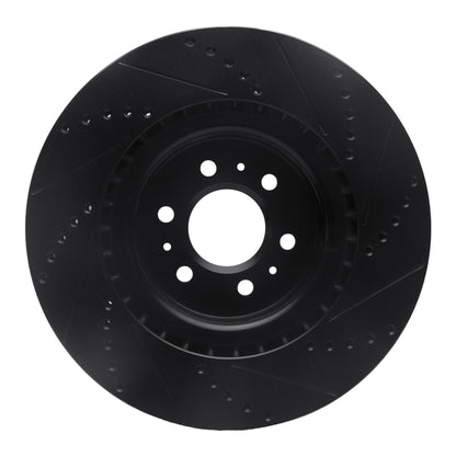 R1 Concepts R1 04-11 Cadillac STS Front Left Drilled & Slotted Black Brake Rotor