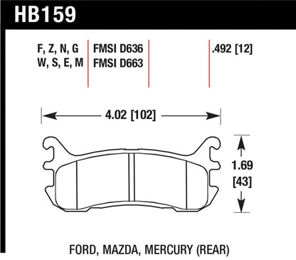 Hawk Performance Hawk 97-02 Ford Escort (Inc. LX/Sport) / 94-03 Mazda Miata DTC-60 Race Rear Brake Pads (D636)