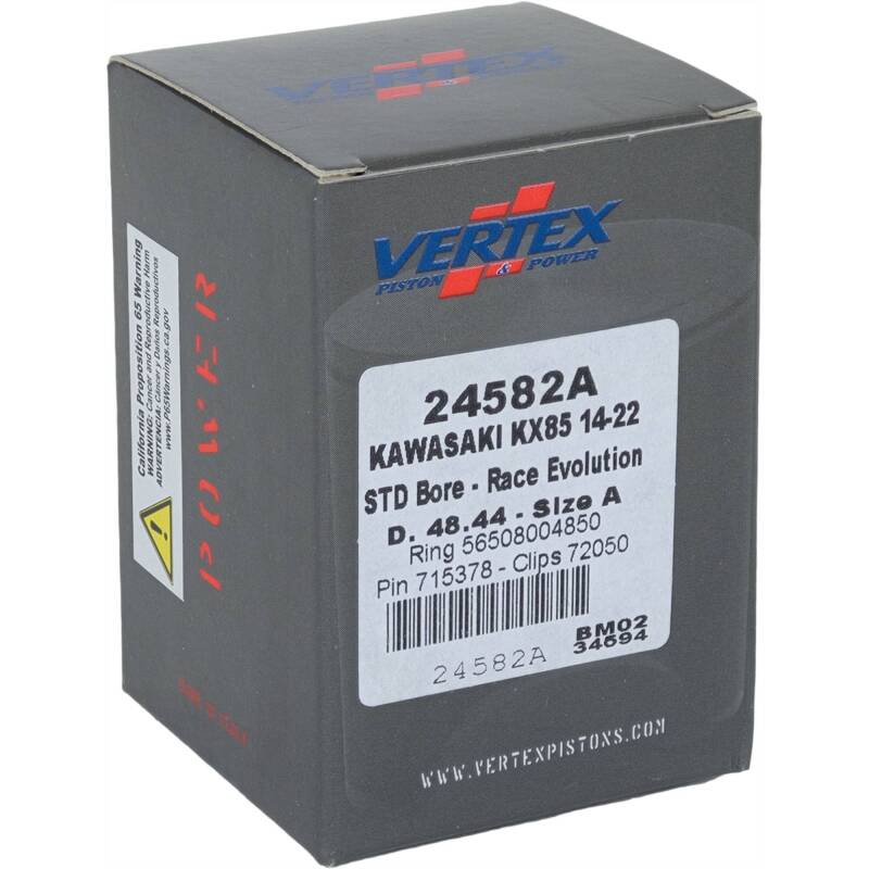 Vertex Pistons Vertex Piston 14-24 Kawasaki KX 85 85cc Cast Race Evolution Piston Kit