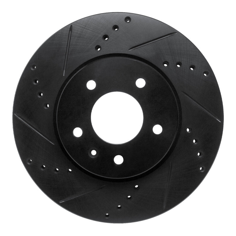 R1 Concepts R1 07-15 Chevrolet Captiva Front Left Drilled & Slotted Black Brake Rotor