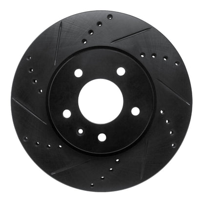 R1 Concepts R1 07-15 Chevrolet Captiva Front Left Drilled & Slotted Black Brake Rotor