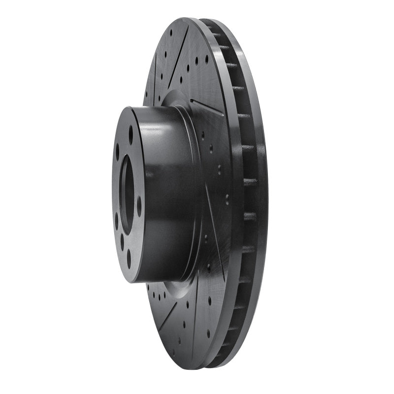 R1 Concepts R1 11-18 BMW X4 Front Left Drilled & Slotted Black Brake Rotor