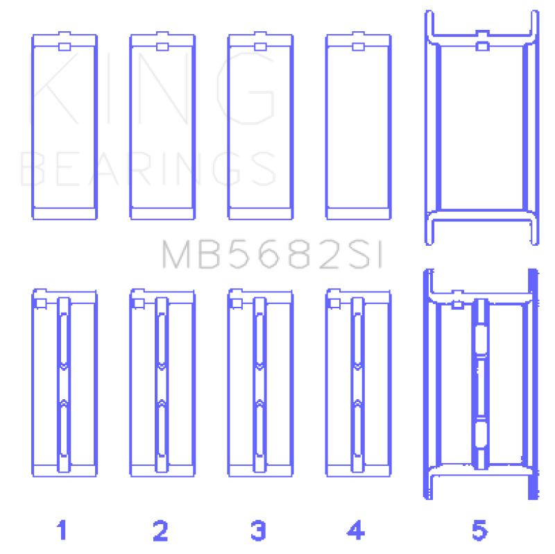 King Engine Bearings gm 496ci/8.1L 16v (Size STD) Performance Main Bearing Set