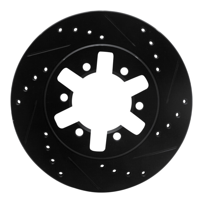 R1 Concepts R1 85-97 Nissan D21 Pickup RWD (4 Cyl Excl HD) Front Right Drilled & Slotted Black Brake Rotor
