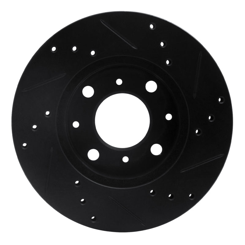 R1 Concepts R1 90-00 Honda Civic Wagon Front Left Drilled & Slotted Black Brake Rotor