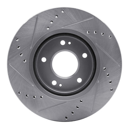 R1 Concepts R1 01-06 Hyundai Santa Fe Front Right Drilled & Slotted Silver Brake Rotor