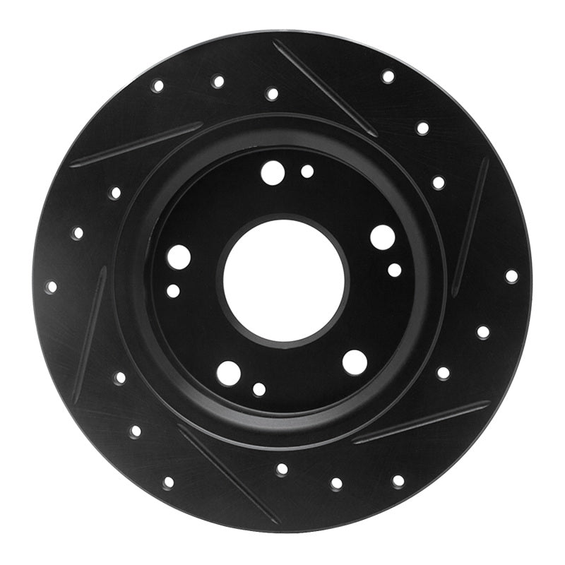 R1 Concepts R1 11-15 Honda CR-Z Rear Left Drilled & Slotted Black Brake Rotor