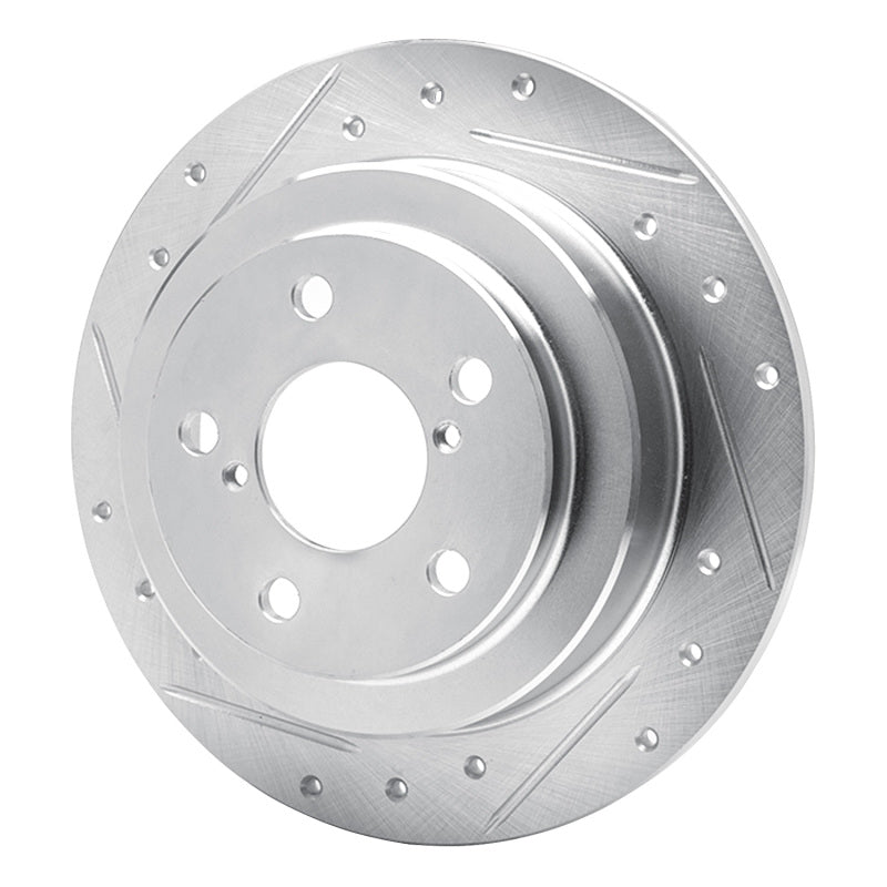 R1 Concepts R1 90-08 Saab 9-2X Rear Left Drilled & Slotted Silver Brake Rotor