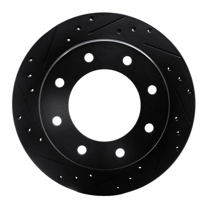 R1 Concepts R1 00-11 Cadillac DTS Rear Left Drilled & Slotted Black Brake Rotor