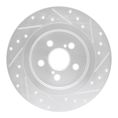 R1 Concepts R1 11-17 Lexus CT200H Rear Left Drilled & Slotted Silver Brake Rotor