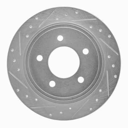 R1 Concepts R1 04-08 Chrysler Pacifica Rear Left Drilled & Slotted Silver Brake Rotor