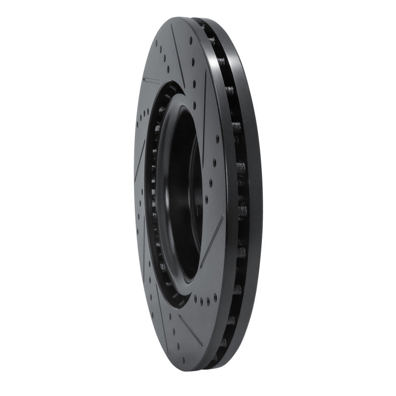R1 Concepts R1 18-25 Subaru WRX Front Left Drilled & Slotted Black Brake Rotor