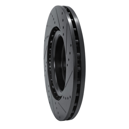 R1 Concepts R1 18-25 Subaru WRX Front Left Drilled & Slotted Black Brake Rotor