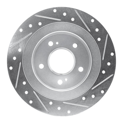 R1 Concepts R1 84-88 Nissan 300ZX Turbo Rear Left Drilled & Slotted Silver Brake Rotor
