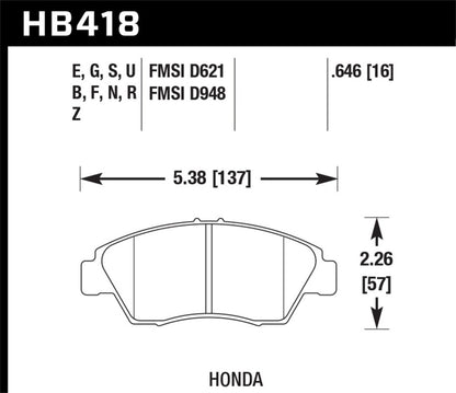 Hawk Performance Hawk 13-14 Acura ILX 1.5L Hybrid Incl.Shims Pad Springs Front ER-1 Brake Pads