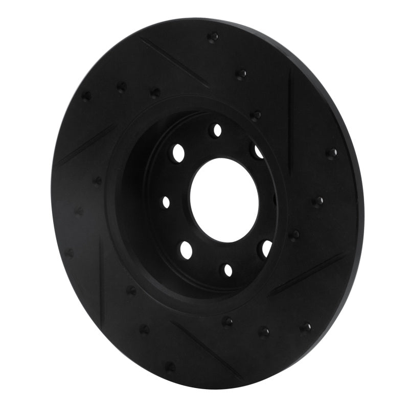 R1 Concepts R1 13-19 Fiat 500E Rear Left Drilled & Slotted Black Brake Rotor