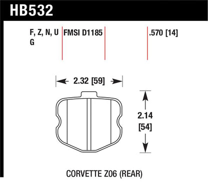 Hawk Performance Hawk 06-10 Chevy Corvette (OEM Pad Design) Rear HP+ Street Brake Pads