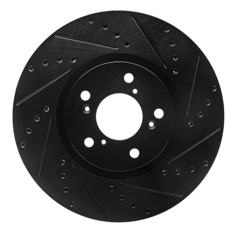 R1 Concepts R1 07-20 Acura MDX Front Right Drilled & Slotted Black Brake Rotor