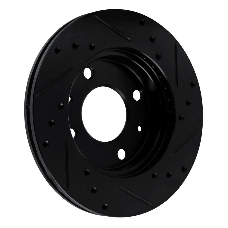 R1 Concepts R1 89-98 Hyundai Sonata Front Right Drilled & Slotted Black Brake Rotor