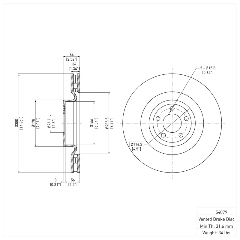 DFC 15-23 Ford Mustang Front GeoSPEC Coated Rotor