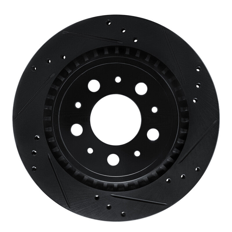 R1 Concepts R1 00-00 Volvo V70 Rear Right Drilled & Slotted Black Brake Rotor