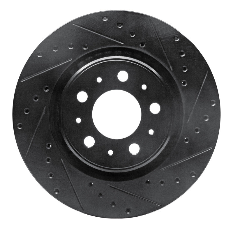 R1 Concepts R1 98-04 Volvo V70 Front Right Drilled & Slotted Black Brake Rotor