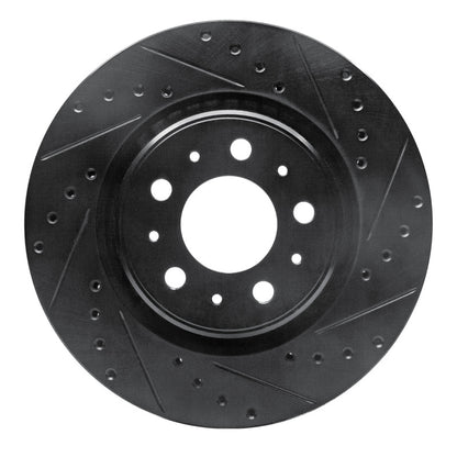 R1 Concepts R1 98-04 Volvo V70 Front Right Drilled & Slotted Black Brake Rotor