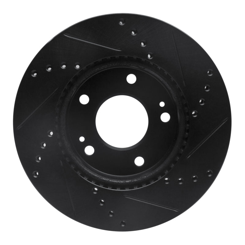 R1 Concepts R1 10-11 Kia Soul Front Left Drilled & Slotted Black Brake Rotor
