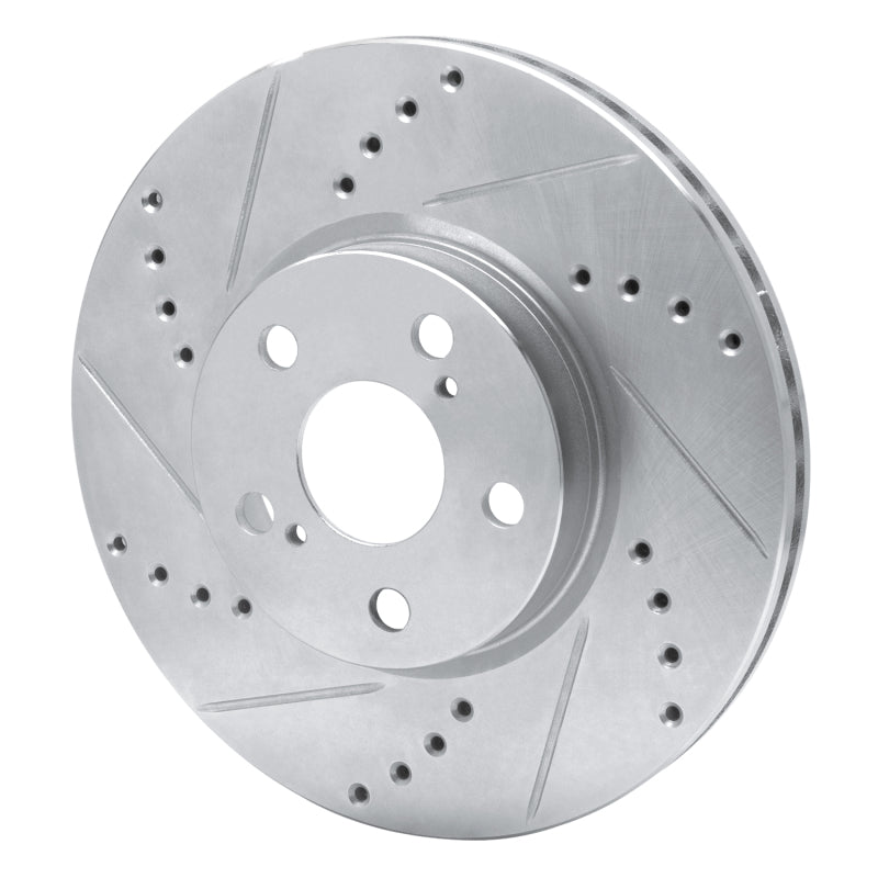 R1 Concepts R1 08-19 Pontiac Vibe Front Left Drilled & Slotted Silver Brake Rotor