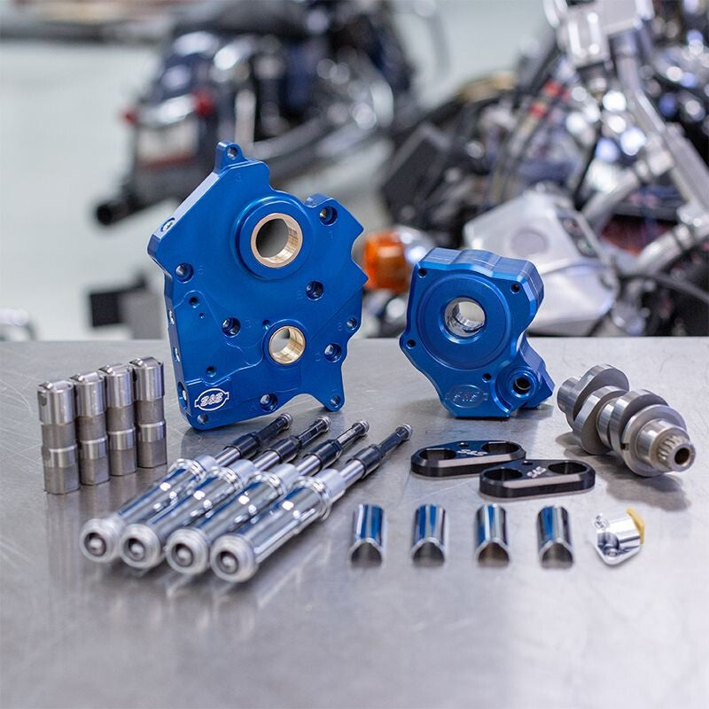 S&S Cycle 2017+ Oil Cooled M8 Models Chain Drive 465C Cam Chest Kit w/ Chrm Pushrod Tubes Incl. VVT