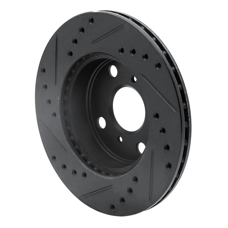 R1 Concepts R1 84-88 Chevrolet Nova Front Left Drilled & Slotted Black Brake Rotor
