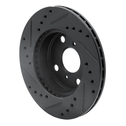 R1 Concepts R1 84-88 Chevrolet Nova Front Left Drilled & Slotted Black Brake Rotor