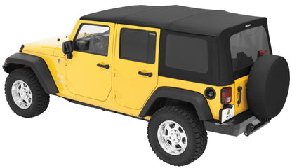 Bestop 07-09 Jeep Wrangler JK 4-Door Rep A-Top (Blk Diamond Sailcloth Tinted Windows No Door Skins)