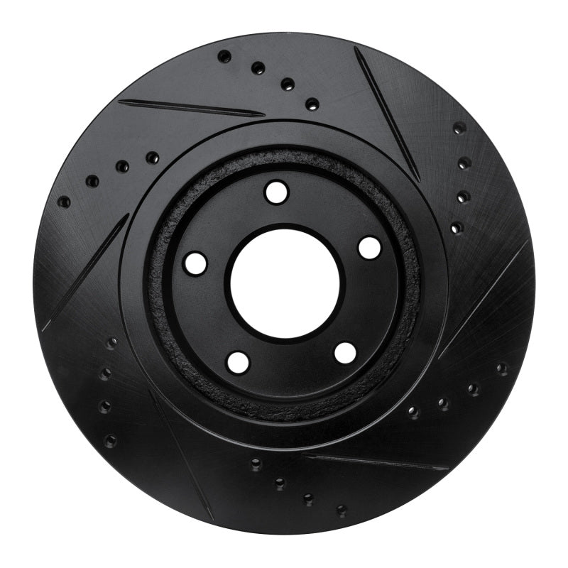 R1 Concepts R1 07-15 Nissan Sentra Front Left Drilled & Slotted Black Brake Rotor