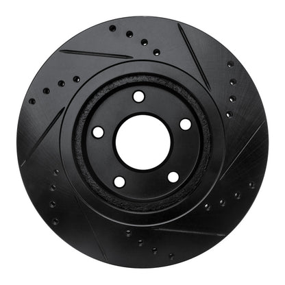 R1 Concepts R1 07-15 Nissan Sentra Front Left Drilled & Slotted Black Brake Rotor