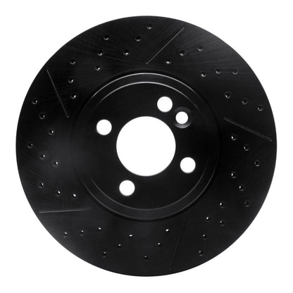 R1 Concepts R1 07-15 Mini Cooper Clubman Front Drilled & Slotted Black Brake Rotor