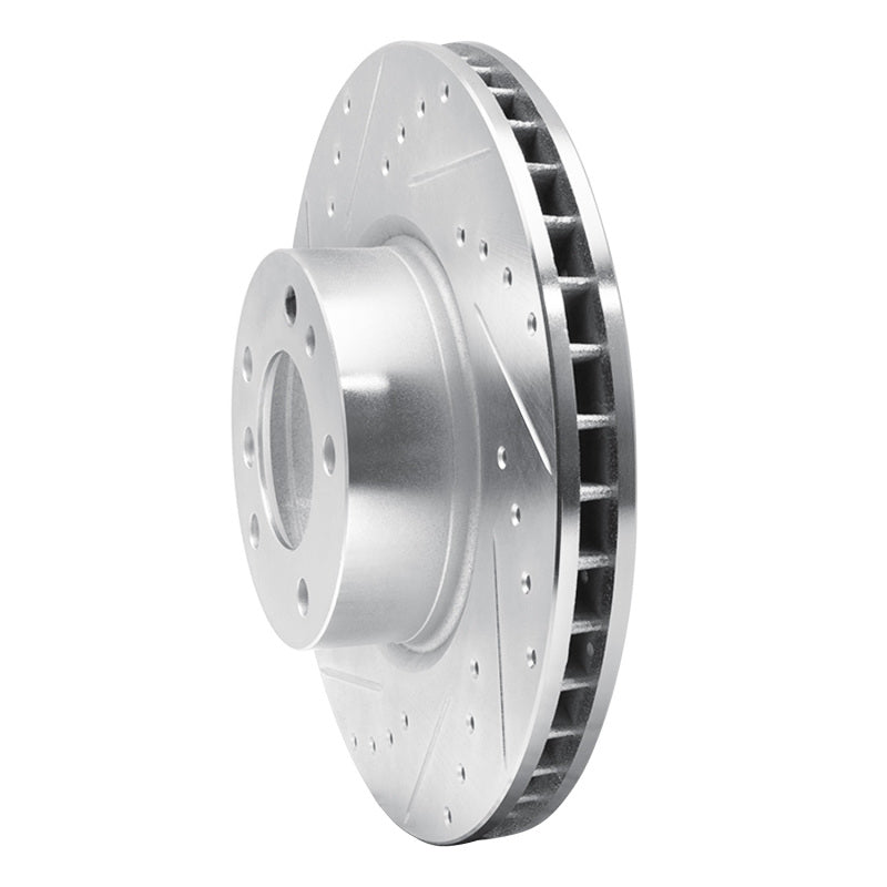 R1 Concepts R1 93-97 BMW 850CI Front Left Drilled & Slotted Silver Brake Rotor