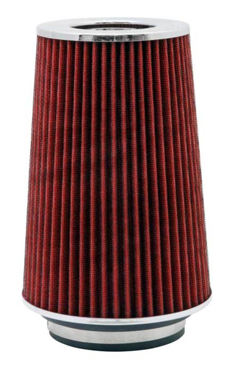 K&N Engineering K&N Universal Air Filter Chrome Round Tapered Red - 4in Flange ID x 1.125in Flange Length x 9.5in H