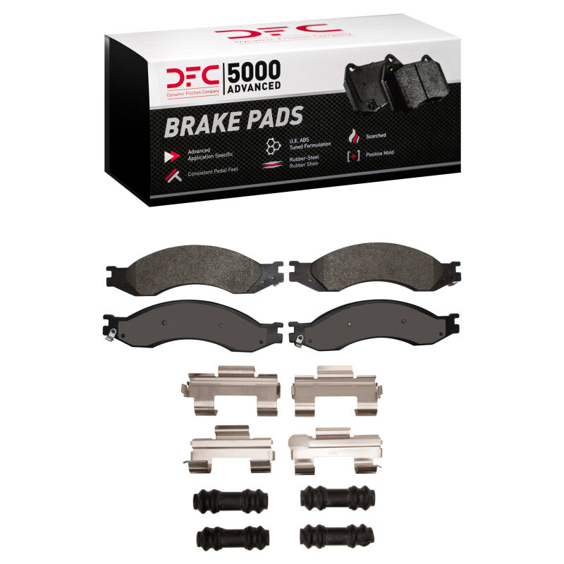DFC 03-10 Chevrolet C5500 Kodiak Rear/Front 5000 Advanced Semi Metallic Brake Pads and Hardware Kit