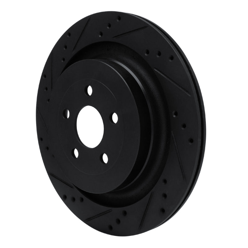 R1 Concepts R1 19-24 Ford Edge Rear Left Drilled & Slotted Black Brake Rotor