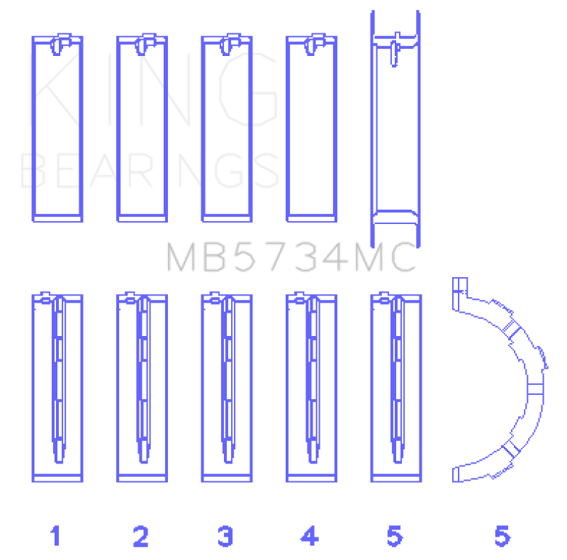 King Engine Bearings Ford 302 CID Coyote (Size 0.75) Main Bearing Set