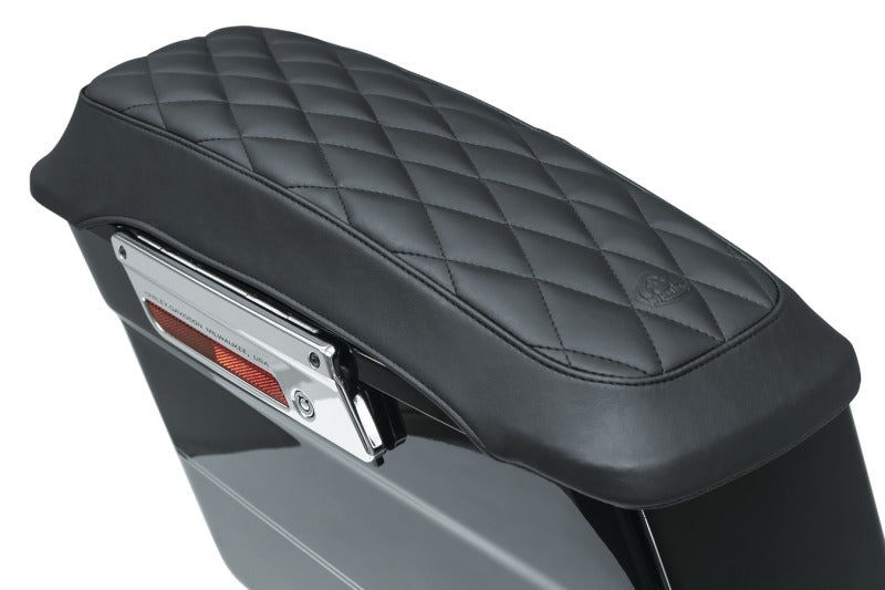 Mustang Motorcycle Mustang 93-13 Harley FL Touring Saddlebag Lid Covers Diamond Stitch - Black