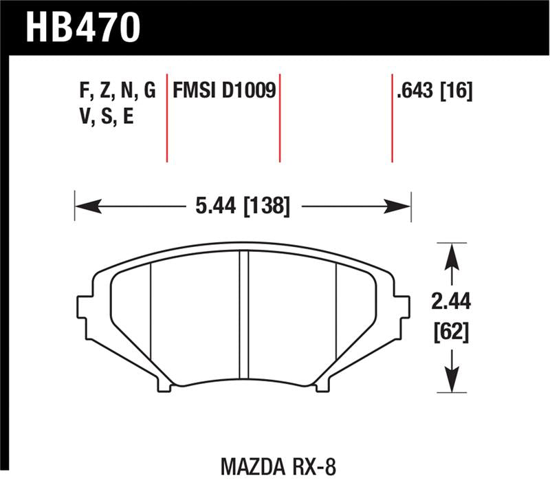 Hawk Performance Hawk 2004-2011 Mazda RX-8 Grand Touring HPS 5.0 Front Brake Pads