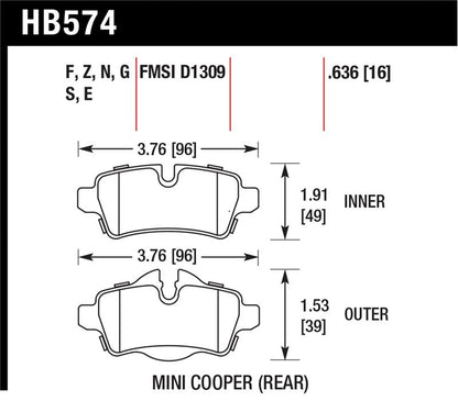 Hawk Performance Hawk 07+ Mini Cooper HP+ Street Rear Brake Pads